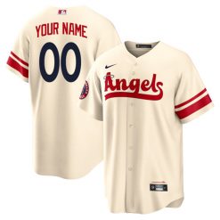 Alternative view of Los Angeles Angels Cream 2022 City Connect Custom Jersey - All Stitched