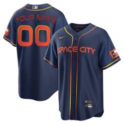 Alternative view of Houston Astros Space City City Custom Name & Number Jersey - All Stitched