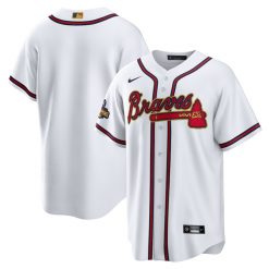 Alternative view of Atlanta Braves Gold Trim 2022 World Champions Team Jersey - All Stitched