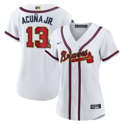 Alternative view of Women's Atlanta Braves Gold Trim World Series Champions Player Jersey - All Stitched