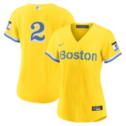 Alternative view of Women's Boston Red Sox City Connect Yellow Jersey - All Stitched