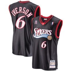 Alternative view of Allen Iverson Philadelphia 76ers Throwback Jersey - All Stitched
