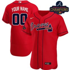 Alternative view of Atlanta Braves Custom Jersey Collection w/ Gold Champions Patch - All Stitched