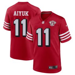 Alternative view of San Francisco 49ers 75th Anniversary Throwback Scarlet Jersey - All Stitched