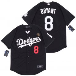 Men's 8/24 Kobe Bryant Los Angeles Dodgers Black Jersey - All Stitched