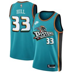 Alternative view of Detroit Pistons 2022/23 Classic Edition Teal Jersey - All Stitched