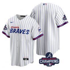 Alternative view of Atlanta Braves 2021 World Series Champions White City Jersey - All Stitched