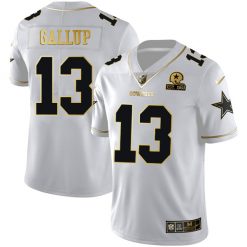 Men's #13 Michael Gallup Dallas Cowboys White Gold Jersey - All Stitched