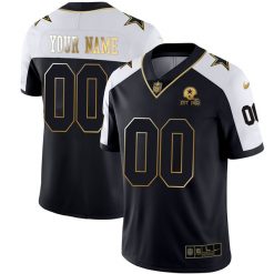 Men's Dallas Cowboys Custom Alternate Black Gold Jersey - All Stitched