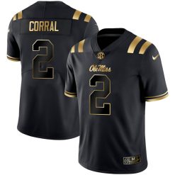 Alternative view of Ole Miss Rebels Football Black Gold Jersey - All Stitched