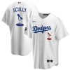 vin scully dodgers micro stitched jersey in white, royal and gray color