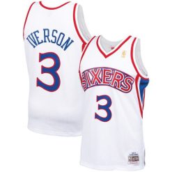 Alternative view of Men's Mitchell & Ness Allen Iverson Philadelphia 76ers 1996-97 Hardwood Classics Jersey - All Stitched