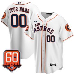 Alternative view of Houston Astros "Los Astros" Hispanic Heritage Custom Name and Number Jersey w/ 60th Anniversary Patch - All Stitched