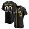 Houston Astros Black Gold Custom Name and Number Jersey - All Stitched