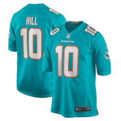 Alternative view of Tyreek Hill #10 Miami Dolphins Game Jersey - All Stitched