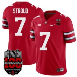 Alternative view of CJ Stroud Ohio State Buckeyes College Football 100th Anniversary Jersey - All Stitched