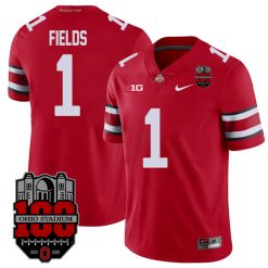 Alternative view of Justin Fields Ohio State Buckeyes College Football 100th Anniversary Jersey - All Stitched