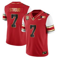 Alternative view of Ohio State Buckeyes CFB Red Gold Jersey - All Stitched