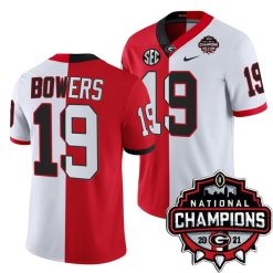 Alternative view of Georgia Bulldogs College Football 2021 Championship Red White Split Edition Jersey - All Stitched