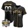 Houston Astros World Series Custom Name & Number Black Gold Jersey - All Stitched