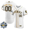 Houston Astros World Series Custom Name & Number White Gold Jersey - All Stitched
