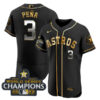 Houston Astros World Series Champs Patch Black Gold Jersey - All Stitched