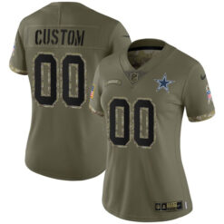 Women's Dallas Cowboys 2022 Salute To Service Olive Limited Custom Jersey - All Stitched