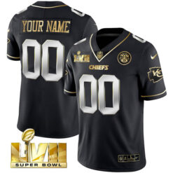 Custom Kansas City Chiefs Super Bowl LVII Black Gold Limited Edition Jersey - All Stitched