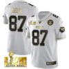 Kansas City Chiefs Super Bowl LVII White Gold Jersey - All Stitched