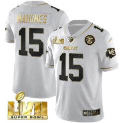 Alternative view of Kansas City Chiefs Super Bowl LVII White Gold Jersey - All Stitched