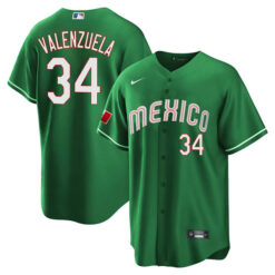 Alternative view of Fernando Valenzuela Los Angeles Dodgers Mexico Jersey - All Stitched