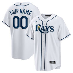 Alternative view of Tampa Bay Rays White Custom Name And Number Jersey - All Stitched