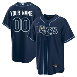 Alternative view of Tampa Bay Rays Navy Custom Name And Number Jersey - All Stitched