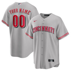 Alternative view of Cincinnati Reds Gray Custom Name And Number Jersey - All Stitched
