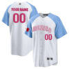 Mexico Baseball Team White Blue Custom Name And Number Jersey - All Stitched