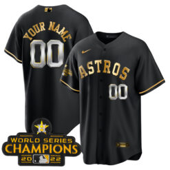 Alternative view of Houston Astros Black/Gold 2023 Gold Collection Custom Jersey - All Stitched