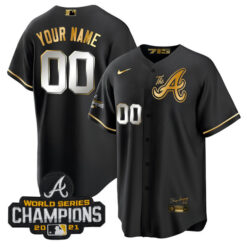 Alternative view of Atlanta Braves City Connect "The A" Custom Gold Jersey Collection - All Stitched