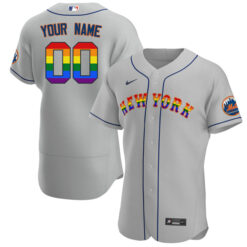 Alternative view of Custom New York Mets Pride 2023 Jersey - All Printed