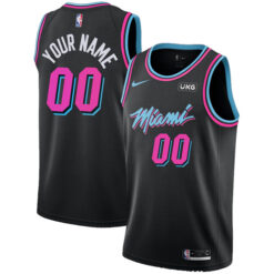 Alternative view of Miami Heat Custom Name and Number Vice Night Edition Jersey w/ Patch Collection - All Stitched