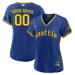 Alternative view of Seattle Mariners 2023 City Connect Custom Name and Number Jersey - All Stitched