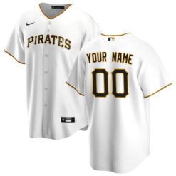 Alternative view of Pittsburgh Pirates Custom Name and Number White Jersey - All Stitched
