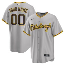 Alternative view of Pittsburgh Pirates Custom Name and Number Gray Jersey - All Stitched