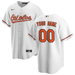 Alternative view of Baltimore Orioles Custom Name and Number White Jersey - All Stitched