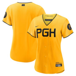 Alternative view of Pittsburgh Pirates 2023 City Connect Gold Team Jersey - All Stitched