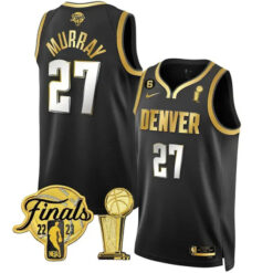 Alternative view of Men’s Denver Nuggets NBA Champions 2023 Black Gold Jersey – All Stitched