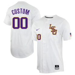 Alternative view of LSU Tigers College Baseball Custom Name and Number Stitched Jersey w/ Patch Collection - Natural White