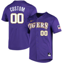 Alternative view of LSU Tigers College Baseball Custom Name and Number Stitched Jersey w/ Patch Collection - Purple