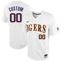 Alternative view of LSU Tigers College Baseball Custom Name and Number Stitched Jersey w/ Patch Collection - White