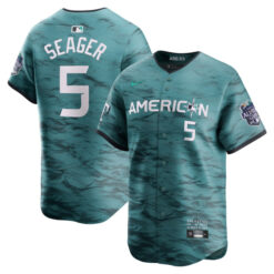 Alternative view of Corey Seager American League Teal 2023 MLB All-Star Game Jersey - All Stitched