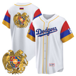 Alternative view of Stitched Dodgers 2023 Armenian Heritage Night Jersey